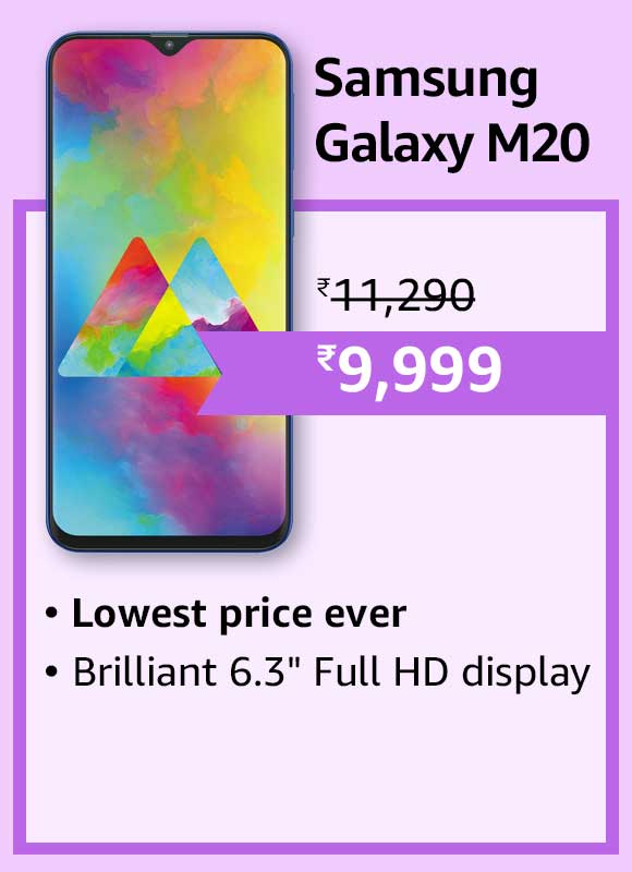 4GB RAM + 64GB Storage with 5000 mAH Battery smartphone - Samsung Galaxy M20 in Rs. 11999