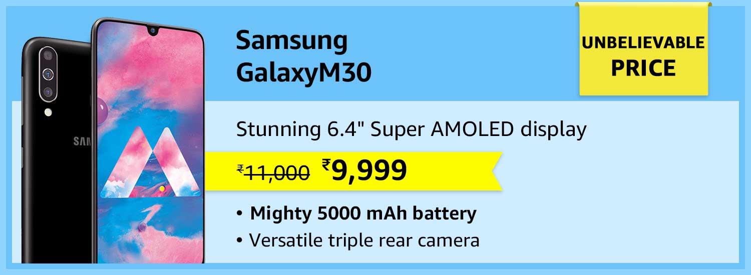 5000 mAh mighty battery and versatile triple camera smartphone - Samsung Galaxy M30