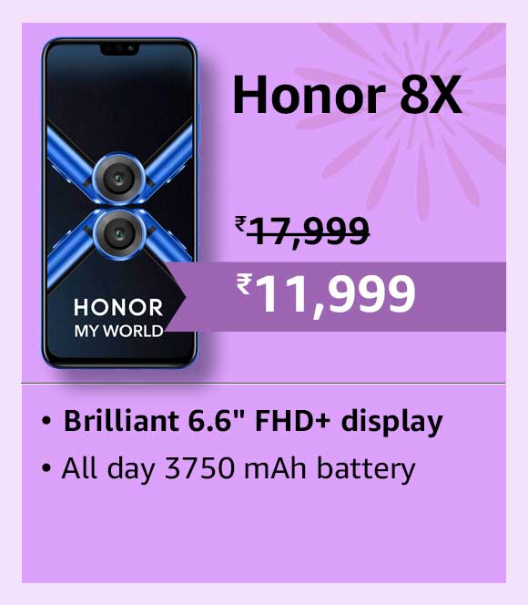 6.5-inch FHD+ Display phone Honor 8X in Rs. 11999