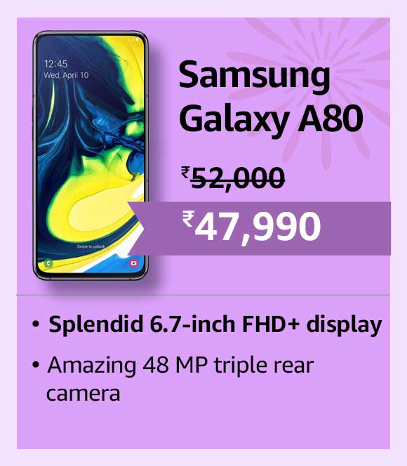 Amazing 48 MP Triple rotating camera smartphone Samsung Galaxy A80 in Rs. 47990