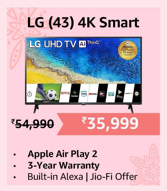 Amazon provides Jio-Fi offer and 3-year warranty on LG UM7290PTF series TVs