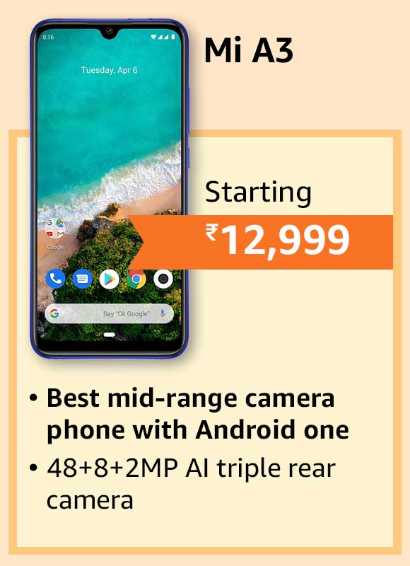 Best Mid-Range Phone Mi A3 with Rs. 2000 discount