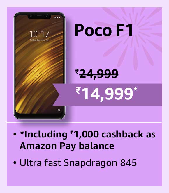 Get Extra Rs. 1000 cashback on pre-paid order on Poco F1