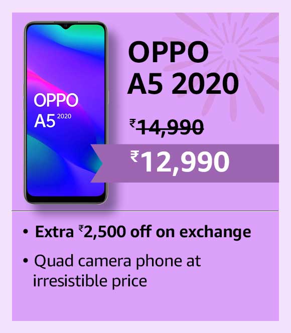 Get Huge Rs. 10050 off on Exchange with OPPO A5 2020