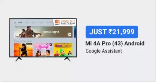 Mi LED Smart TV 4A Pro 108 cm at discounted price of Rs.24599/- on Flipkart