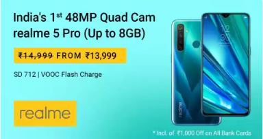 Realme 5 Pro with quad Camera setup and 8 GB RAM at just Rs.16,999/- on Flipkart