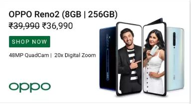 Rs.3000/- off on Oppo Reno 2 on Flipkart