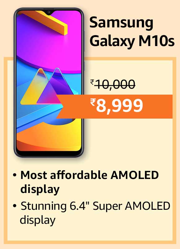 Samsung Galaxy M10s Deal Price is Rs. 8999 and get up to Rs. 8500 off on exchange