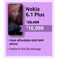 2024 Offers : Get 6 GB Nokia 6.1 Plus in Rs. 10999 including with Rs. 9500 discount