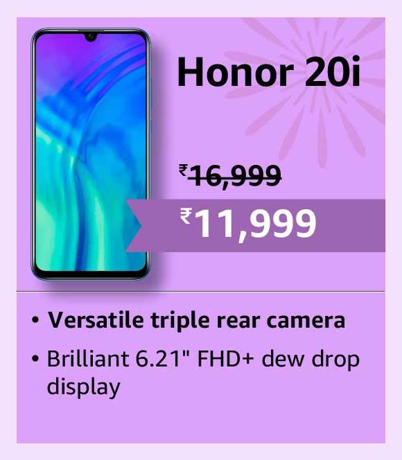 Versetile camera & FHD+ drew drop display phone Honor 20i in Rs. 11999 on offer