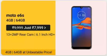 20% discount on Moto e6s 