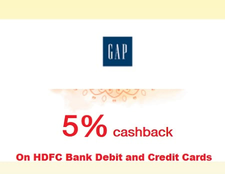 5% discount at GAP store with your HDFC Bank Card