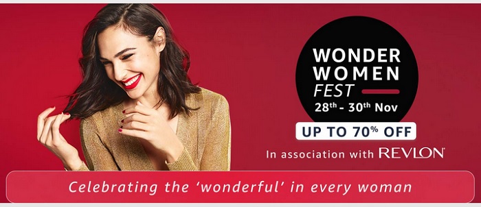 Amazon Wonder Woman Fest - Get up to 70% Off + 10% instant discount* in banks offer on Apparel, Shoes, Watches, Luggage, Jewellery, Beauty products