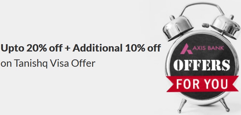 Axis Bank offers at online Tanishq store - Get up to 20% off  + Extra 10% discount with Axis bank card