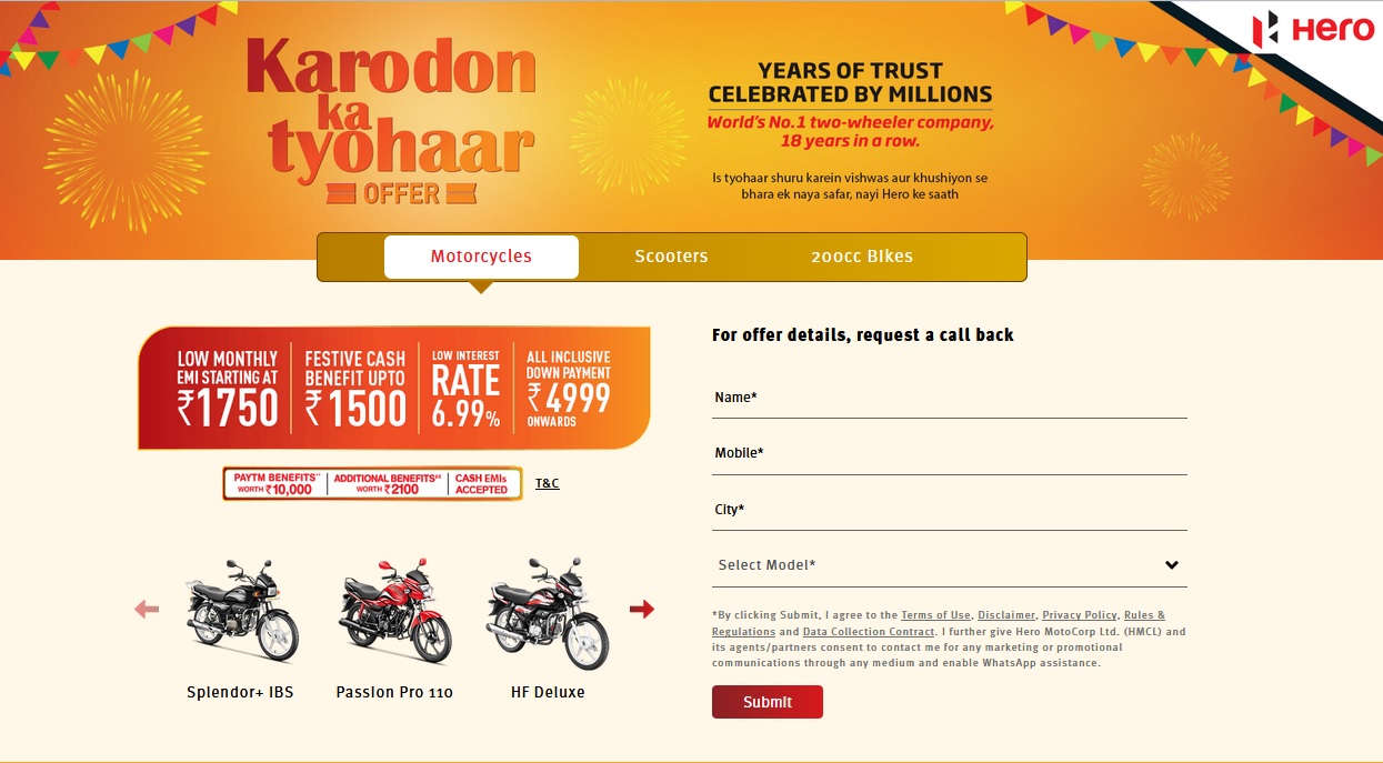 Celebrate this festival with Hero - Karodon ka Tyahaar Offers