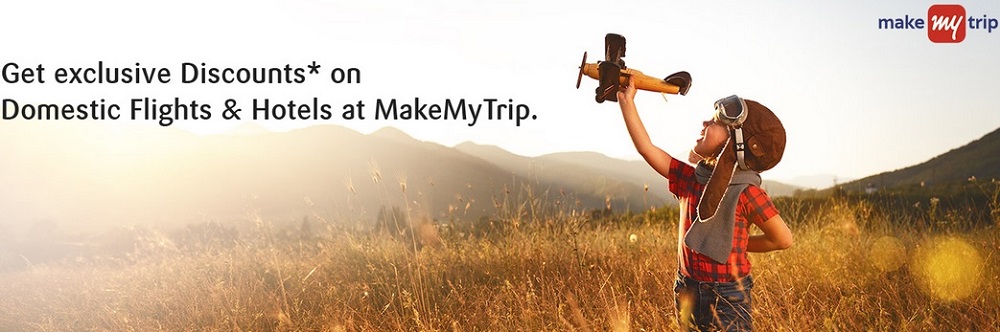 Exclusive 10% & 28% discount* on Domestic Flights & Domestic Hotels respectively at MakeMyTrip App & Mobile Site with EMI transactions on SBI credit cards