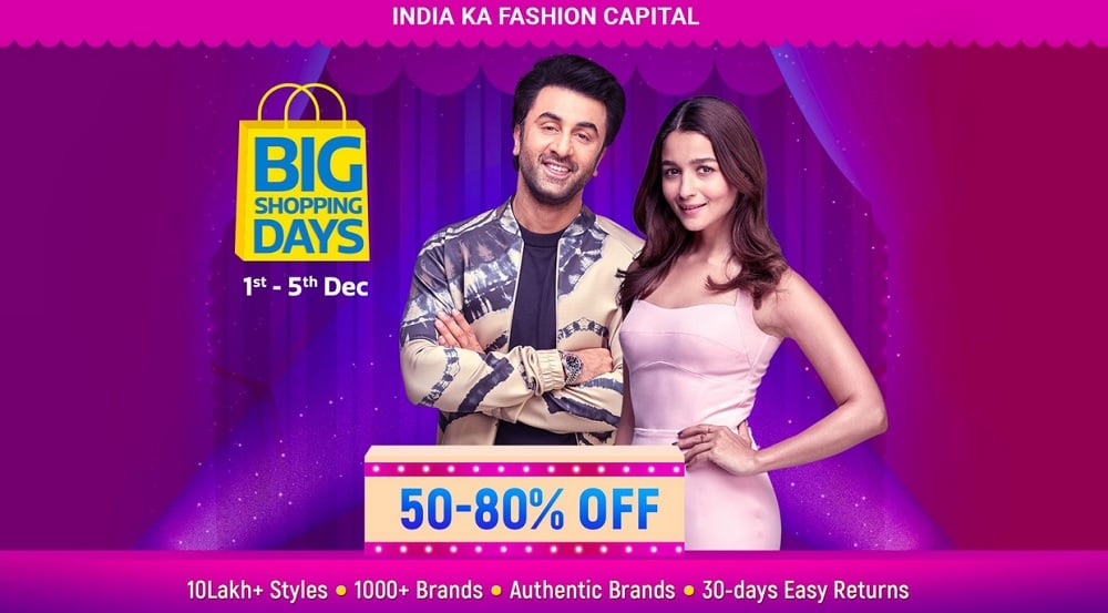 Flipkart Big Shopping Days on Fashion - Get 50% to 80% Off + 10% instant discount* with HDFC Bank Cards and EMI Transaction