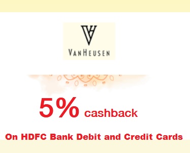 Gain 5% Cashback offer and win Rs 500 off on belts & shoes at Vanheusen with HDFC Bank Debit and Credit Cards