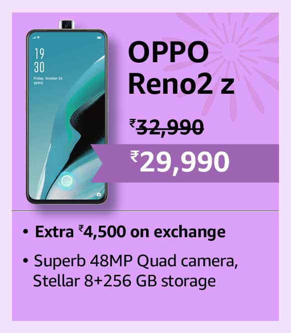 Get Extra Rs. 4500 off on Exchange Offer for Qualcomm 20X Zoom smartphone - OPPO Reno2 Z