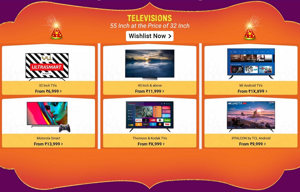 Grab great deals on all types of TVs in Flipkart Big Diwali sale