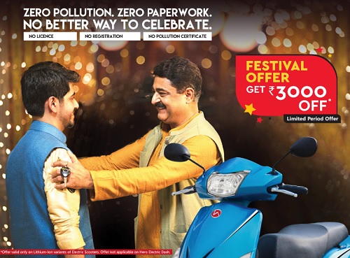 Heroelectric Gives Rs. 3000 off in festival offer with zero paper work