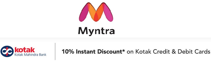 Myntra Offer - 10% instant discount* using Kotak Mahindra Bank credit card on Myntra