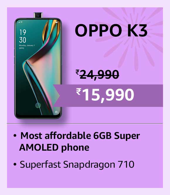 Oppo K3 - Most affordable 6GB + 64GB Storage, 3765mAH Battery, dual camera Smartphone Only in Rs. 15990 