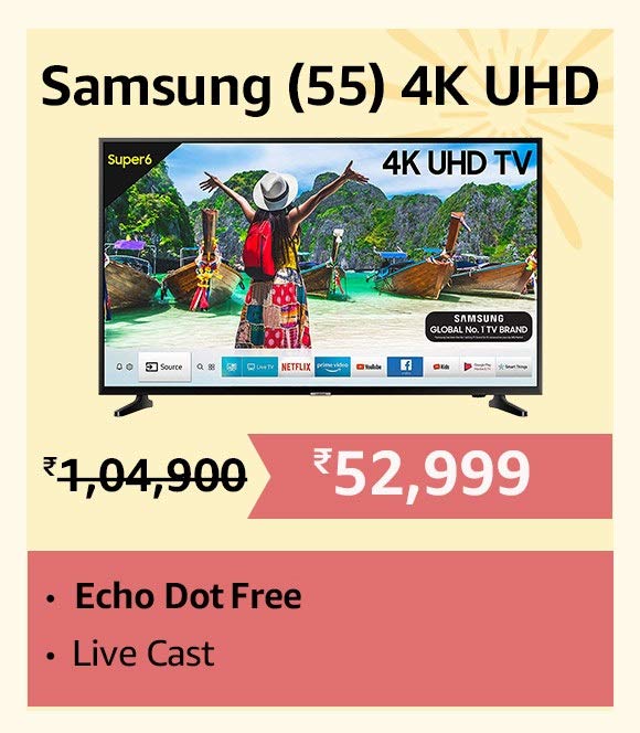 Samsung 55 Inch 4K UHD TV Best deal of Rs 52999