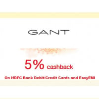 Get 5% Cashback at GANT Store with your HDFC Bank Card