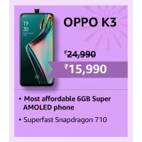 2024 Diwali Offers : Oppo K3 - Most affordable 6GB + 64GB Storage, 3765mAH Battery, dual camera Smartphone Only in Rs. 15990 