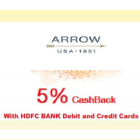 Shop on Arrow with your HDFC Bank card and Get 5% cashback up to Rs.1000/-