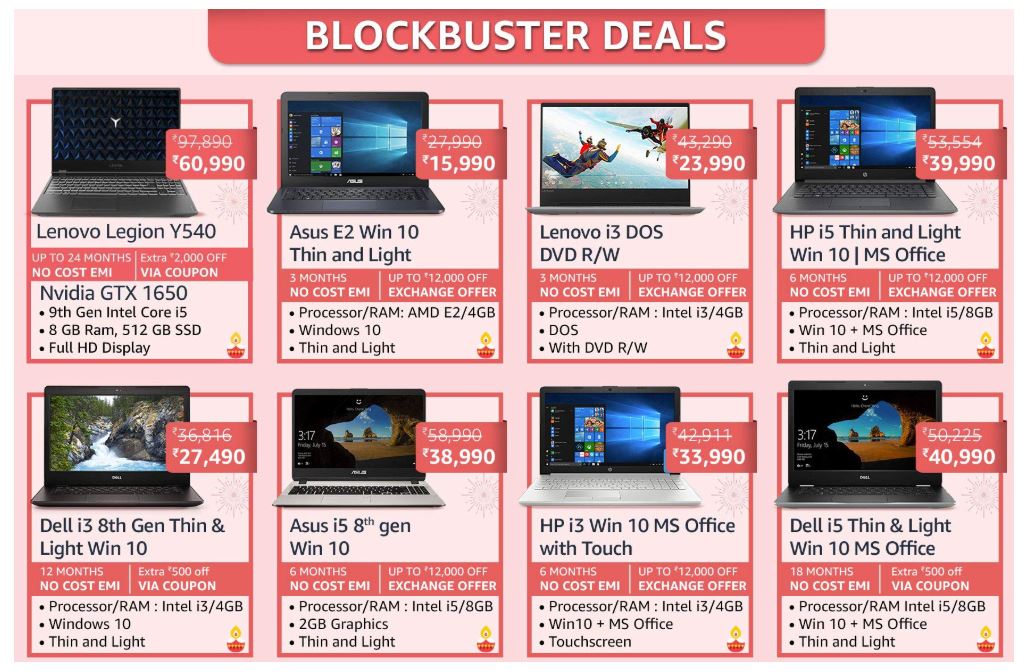 Unbelievable offers on Laptops on Amazon under the great Indian Festival sale.