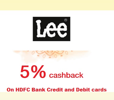 Use your HDFC Bank card at Lee Store and get 5% discount up to Rs.1000