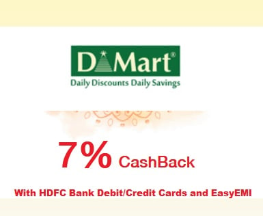 Use your HDFC Cards at D-Mart store, and get 7% discount up to Rs.400