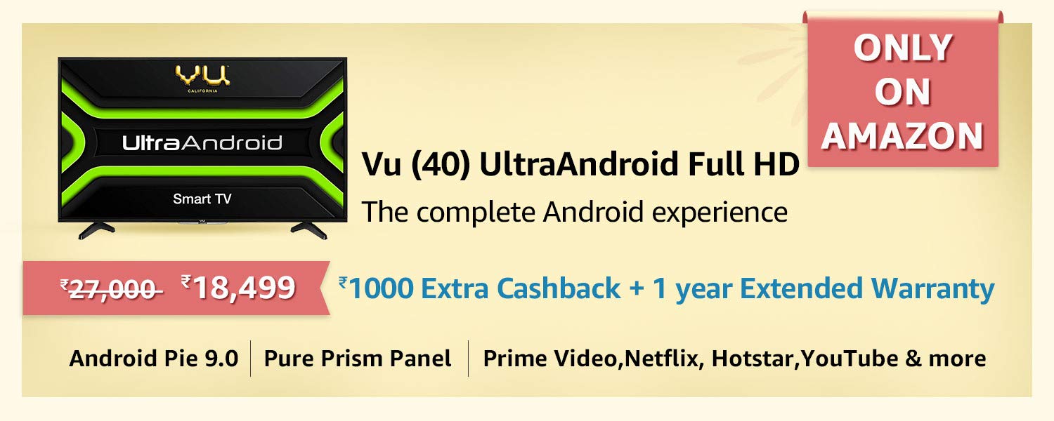 Vu 40 inches Full HD Smart Certified Android LED TV in Just Rs. 18499 only on Amazon